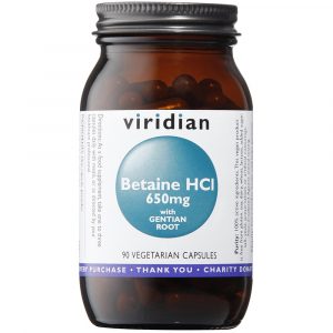 Betaine HCL with Gentian Root 650mg - By Pumpernickel Online an Natural and Dietary Supplements Store Bedford UK