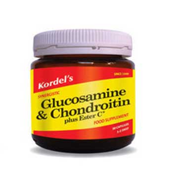 Bottle of Kordels Glucosamine and chondroitin 90 Capsules