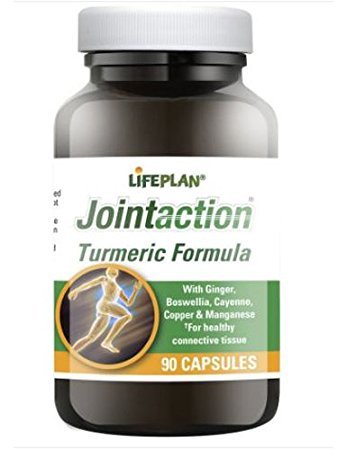 Bottle of 90 capsules. Life plan joint action turmeric formula