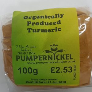 100g pack of organically produced turmeric powder