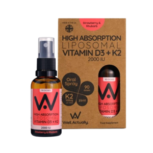 Well Actually Liposomal Vitamin D3 K2 Spray Supplement