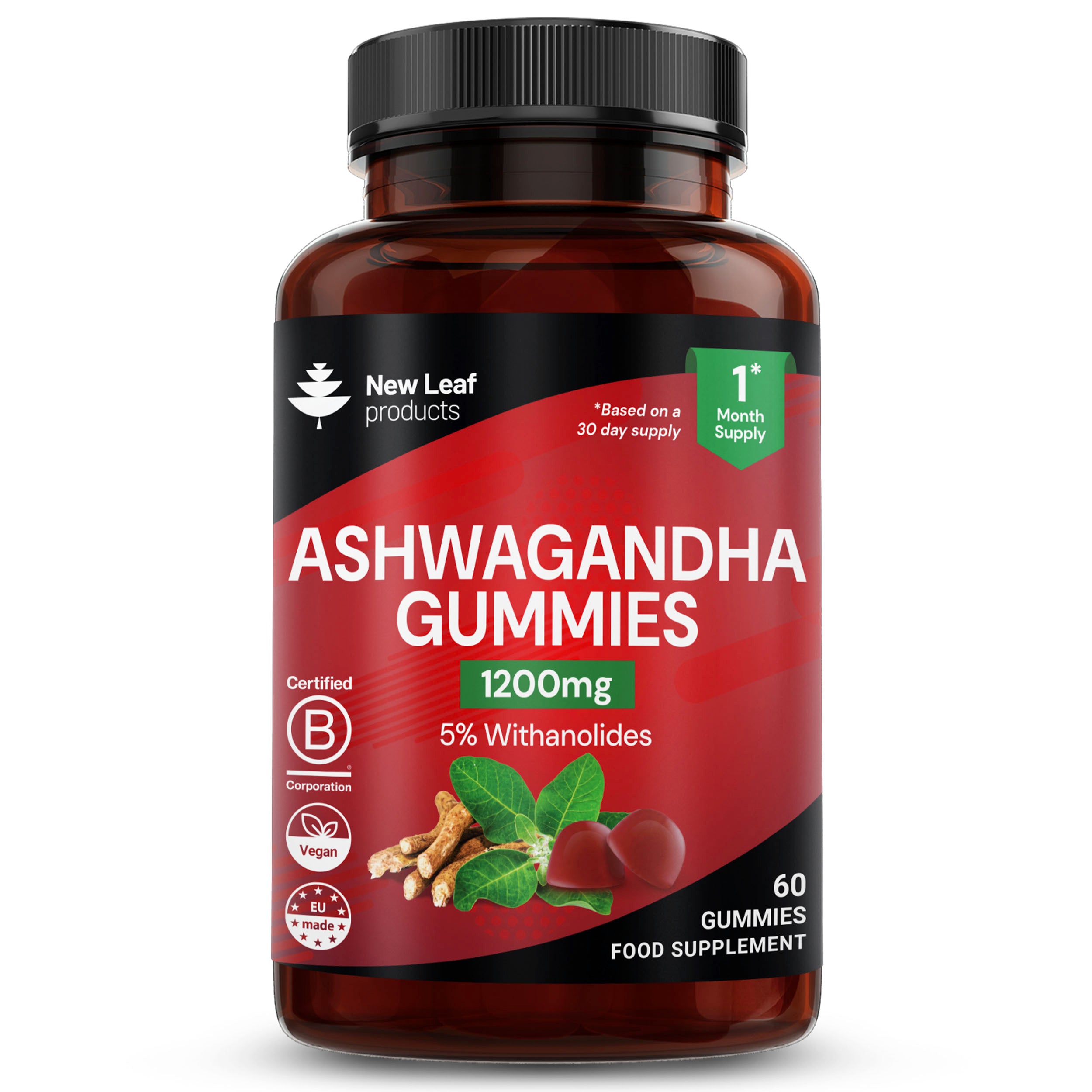 Ashwagandha Gummies - 60 Gummies (1200mg, 5% Withanolides)