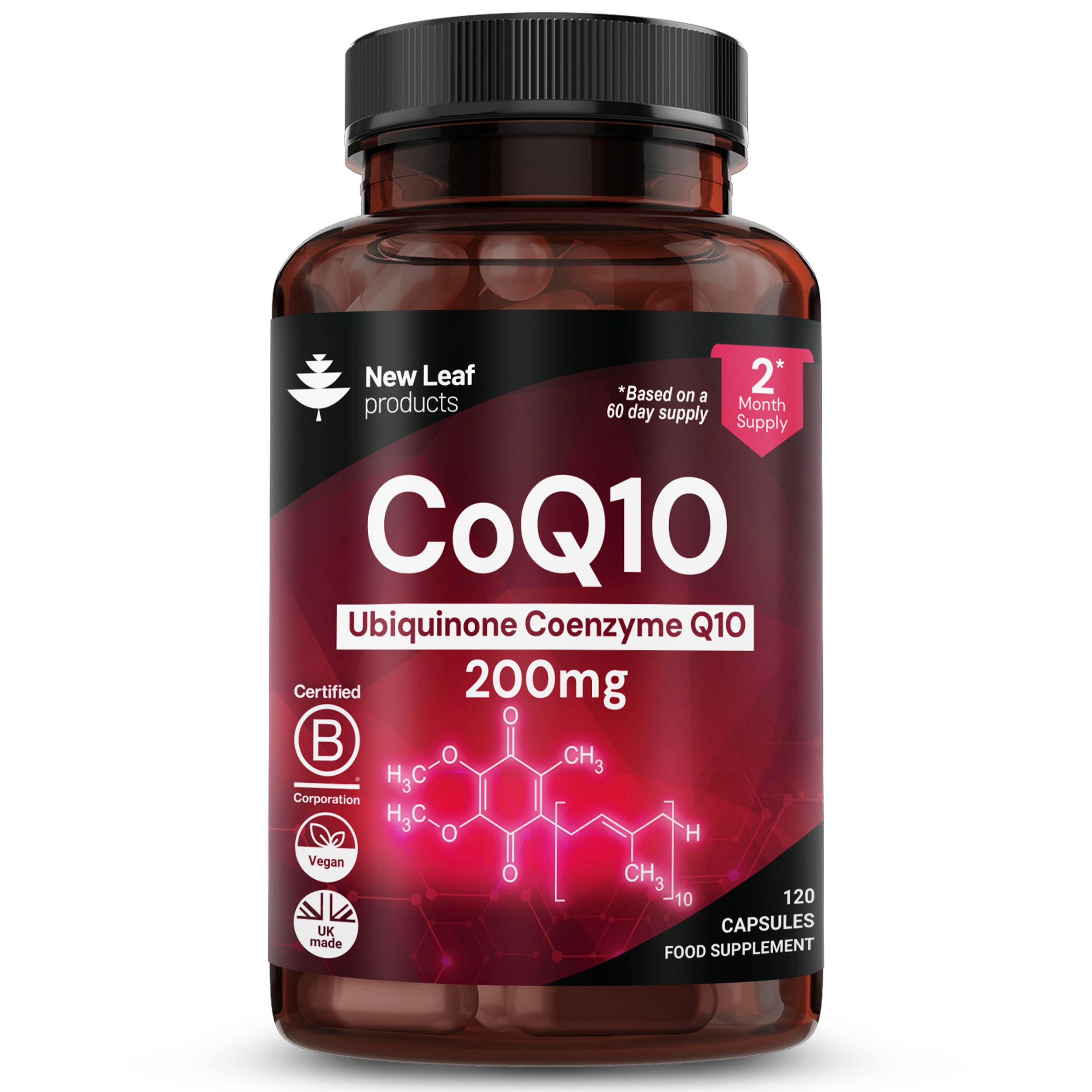 CoQ10 Ubiquinone Coenzyme Q10 Capsules - 120 Vegan Capsules (200mg)