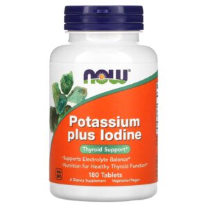 NOW Foods Potassium plus Iodine, 180 Tablets