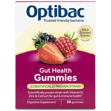 Optibac Probiotic Gut Health Gummies With Vitamin D, Calcium & Zinc - 30 Gummies