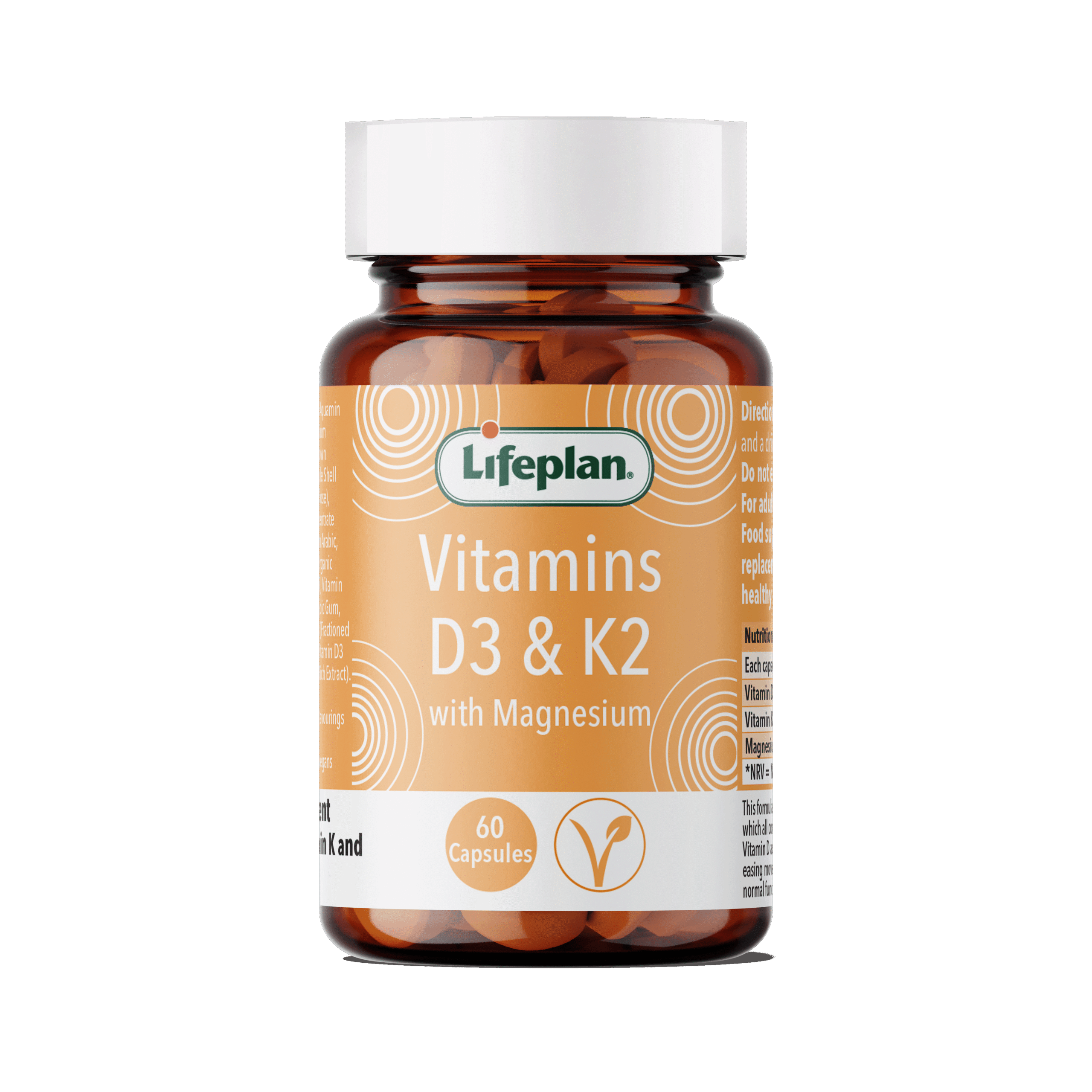 Lifeplan Vitamin D3 & K2 with Magnesium 60 Capsules
