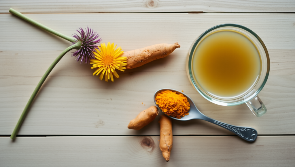 Milk thistle, dandelion root and turmeric for natural liver support