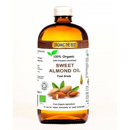 Organic Sweet Almond Oil 240 ML Cold Pressed Unrefined Certified