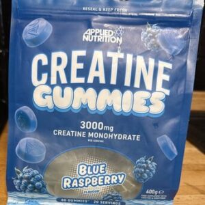 Container of Applied Nutrition blue raspberry creatine gummies 80g