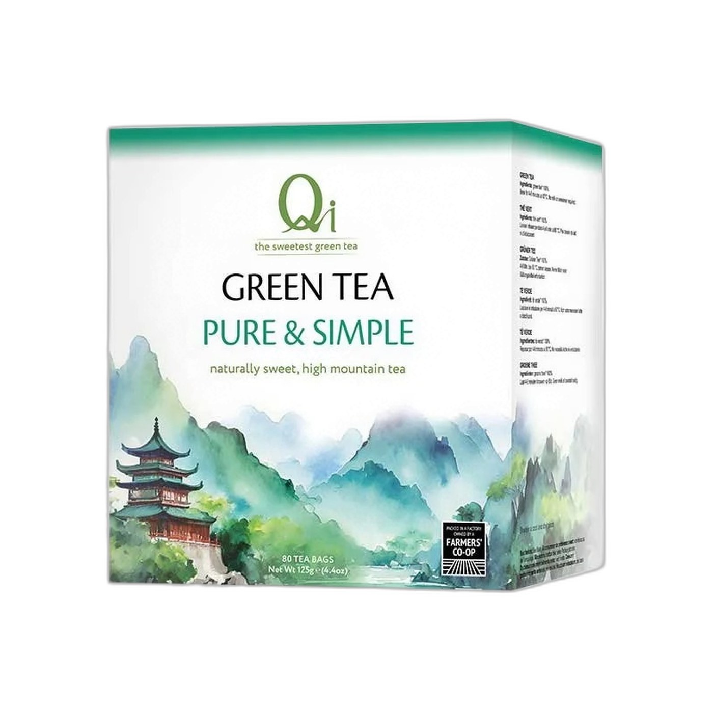 Qi Green Tea Pure & Simple, 80 Tea Bags