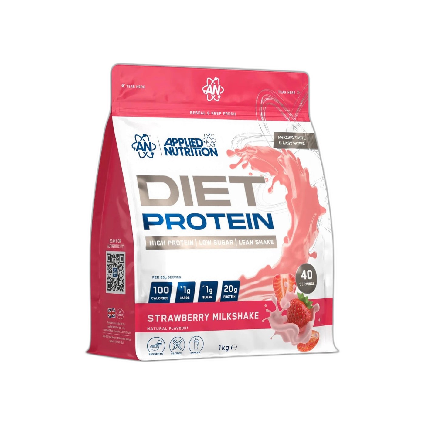 Diet Whey Protein Strawberry Milkshake 1kg